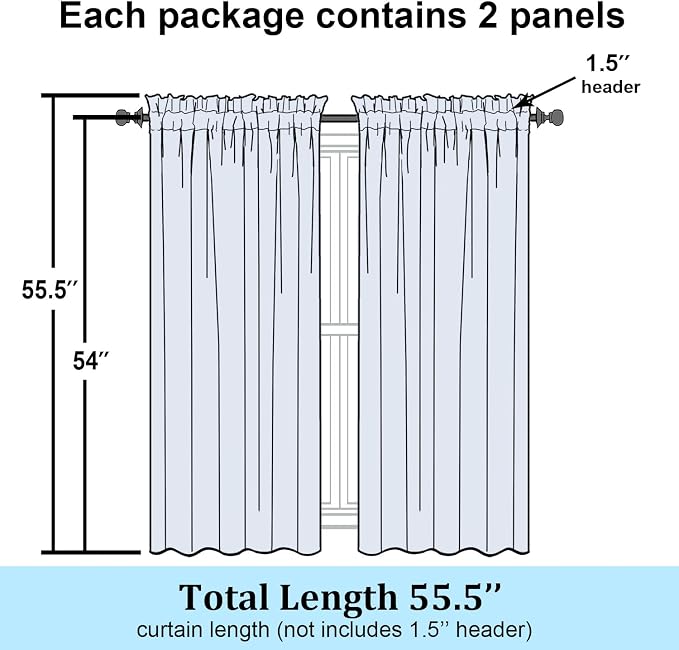 Simplebrand Lavender Semi Sheer Curtains 54 Inch Length 2 Panels, Geometric - Image 7