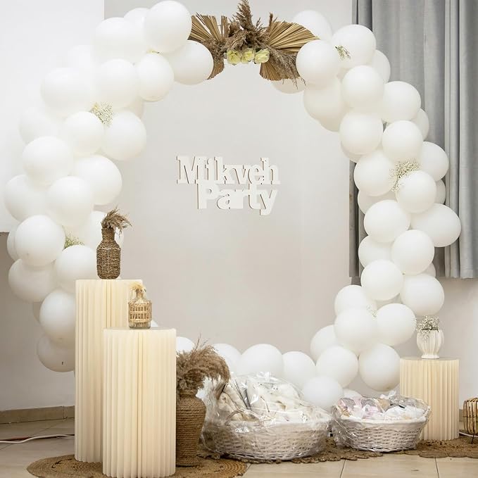 White Balloons Latex Birthday Decorations 100 Pack 12 inch Round Ballons - Image 7