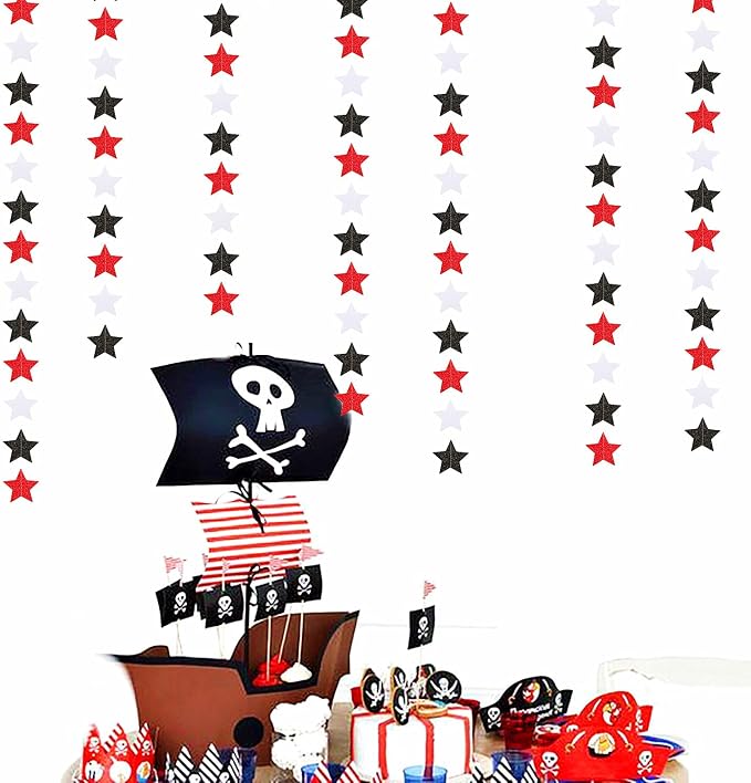 Black White-Red Birthday Party-Decorations Garland - 62FT Twinkle Little Star - Image 7