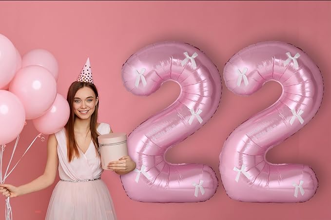 40 Inch Number Balloons with Bow Coquette Birthday Decorations Giant Number 1 - Image 7