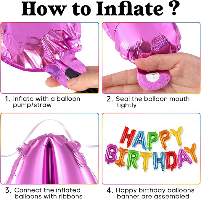 Happy Birthday Balloons Banner, Foil Balloon Personalized Name Letters Balloons - Image 7