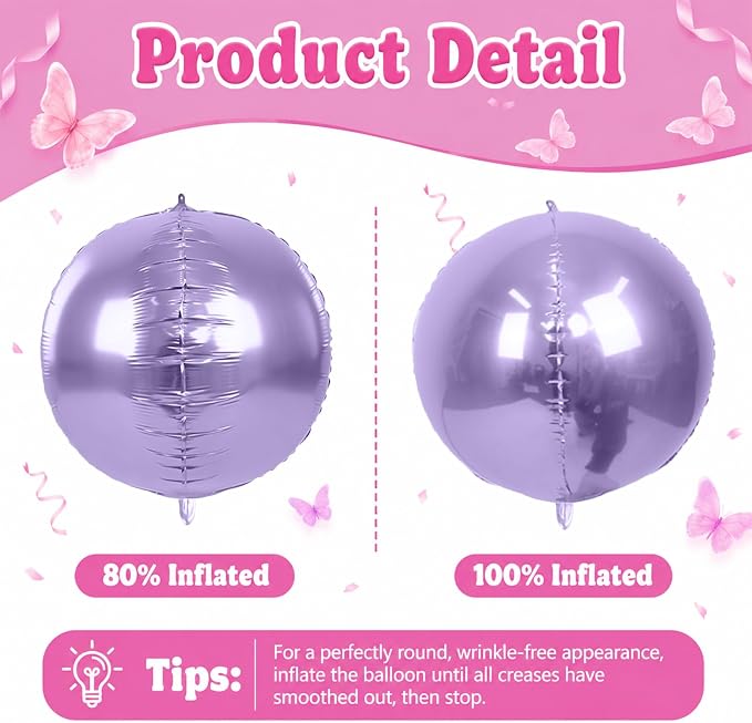 Biapian Pink and Purple Round Balloons Foil, Metallic Hot Pink Purple Balloons - Image 8