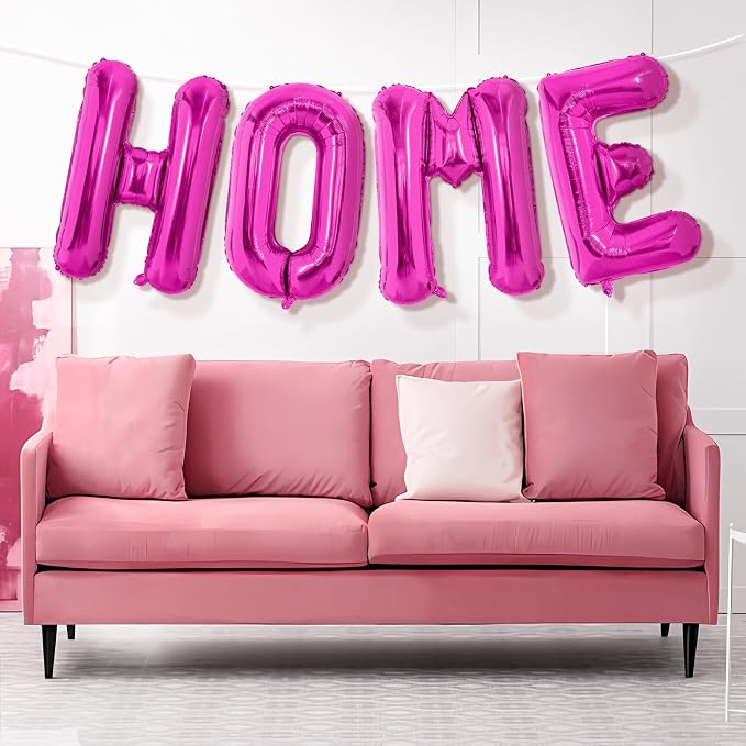 Hot Pink HOME Balloons, 40 Inch HOME Letter Balloons Home Balloon Banner - Image 7