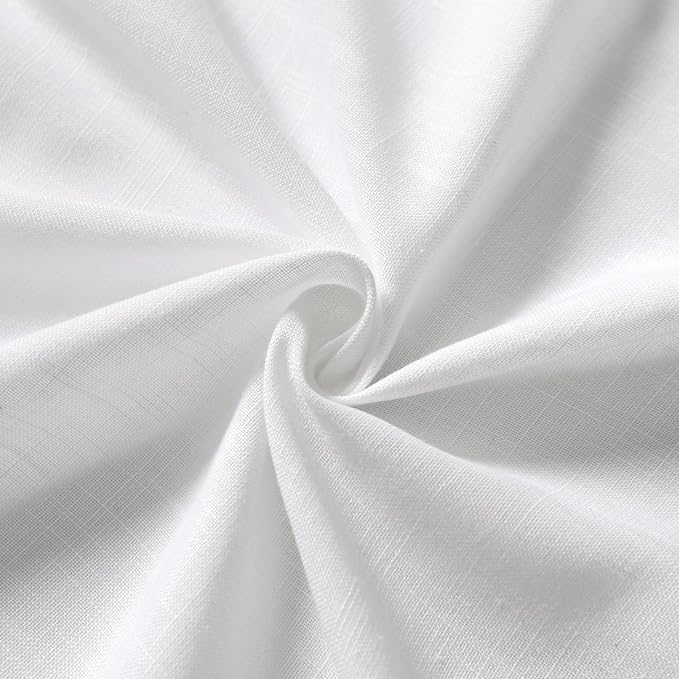 White Linen Back Tab Rod Pocket Curtains - Image 6