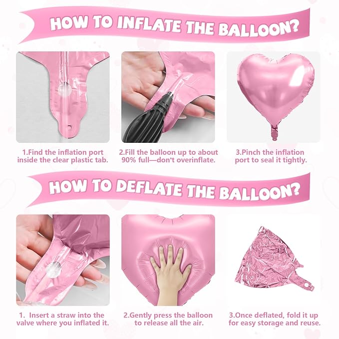 Rose Gold Heart Balloons, 18 Inch Rose Gold and White Foil Balloons Helium - Image 8