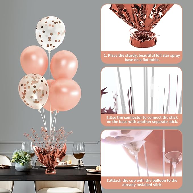 2 Set Rose Gold Christmas Table Balloons Foil Spray Table Centerpiece - Image 5