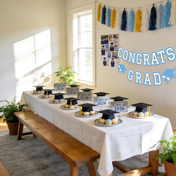 Congrats Grad Banner Graduation Party Banner Decoration Hanging Garland High - Image 4