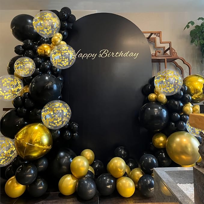 100pcs Black and Gold Balloons 12 Inch Metallic Gold and Black latex Party - Image 8