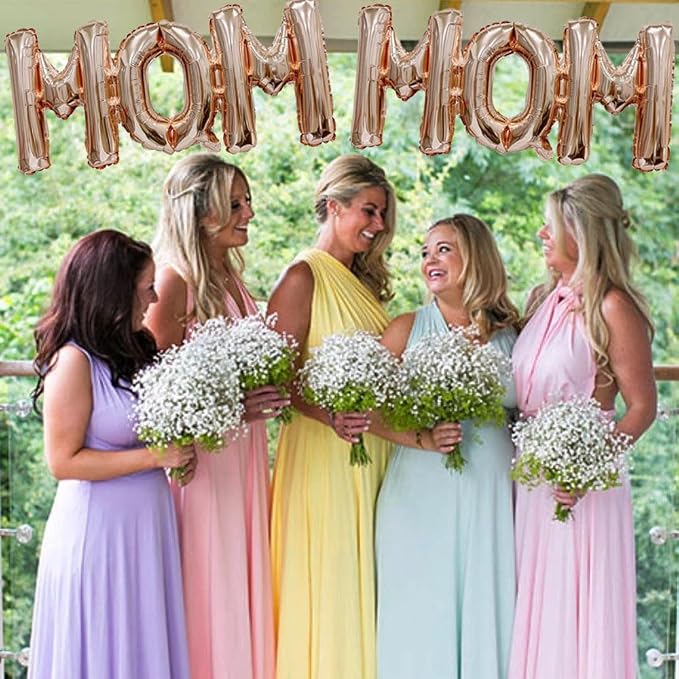 Mother's Day Balloons Rose Gold Mom Balloons Letter Balloon Conjoined Mom Foil - Image 7