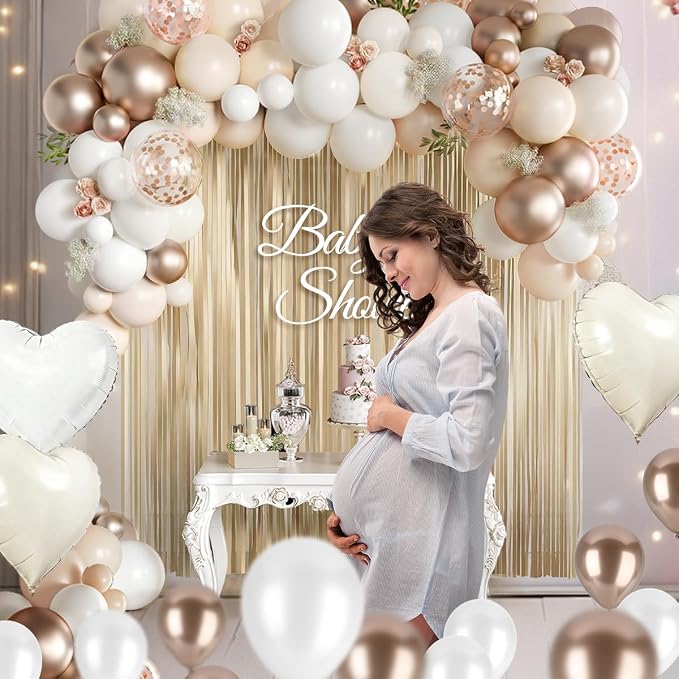 White and Champagne Gold Balloons Garland Arch Kit - Image 7