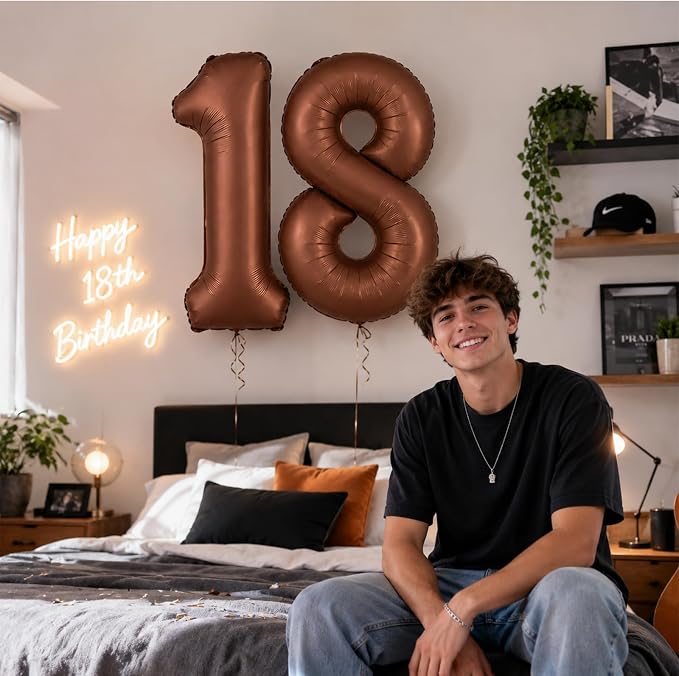 40 Inch Balloon Number 8 Dark Brown, Large Foil Chocolate Brown Number 8 - Image 7
