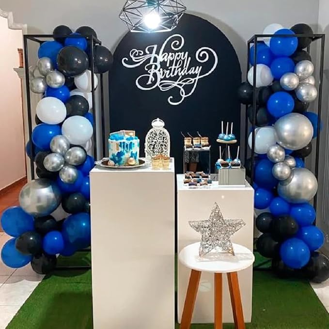 MEBAY Blue Silver Black Balloons Garland Arch Kit - Image 7