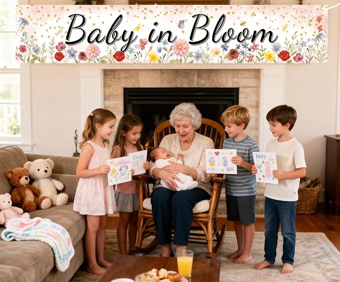 Baby in Bloom Baby Shower Banner, Spring Baby Shower Decorations, Large 70.8x13 - Image 8