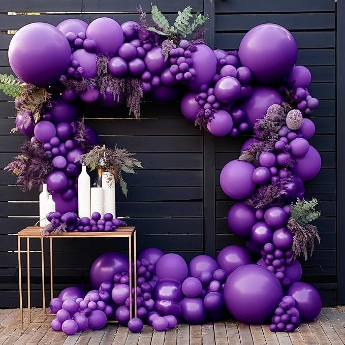 Dark Purple Balloons-Double Stuffed Lavender Balloon Garland Different Sizes - Image 9