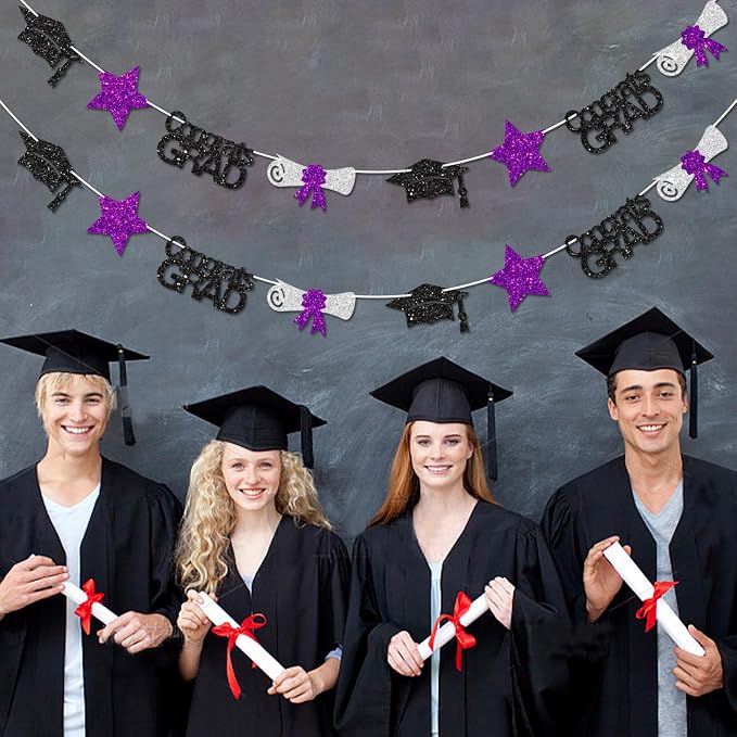 Black and Purple Congrats Grad Banner Graduation Decorations Class of 2026 - Image 6