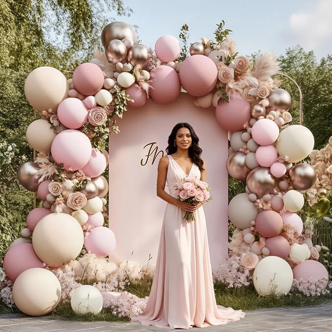 Dusty Pink Beige Rose Balloon Garland Double Stuffed | Mauve Light Pink Blush - Image 7