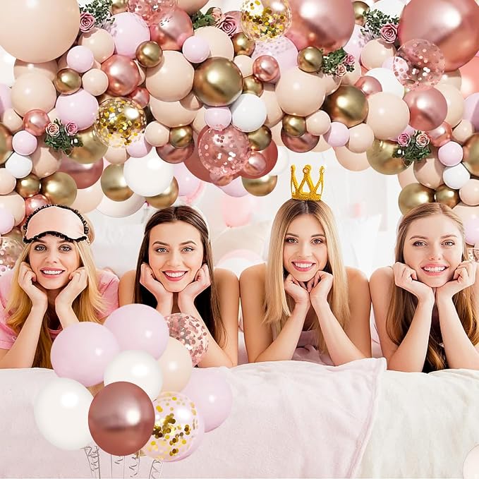 Rose Gold Balloon Garland Arch Kit, Party Decor. | Nude Pastel Pink, Matte White - Image 7