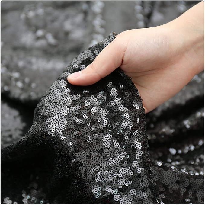 Black Sequin Backdrop Curtain 4 Pcs Bling Fabric Backdrop Sparkly Photography - Image 6