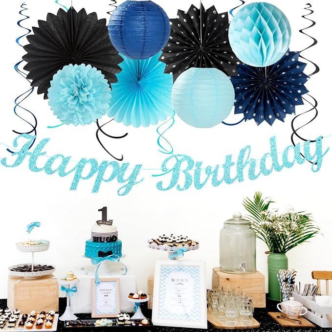 Light-Royal Navy-Blue Black Birthday Party-decorations - Image 7