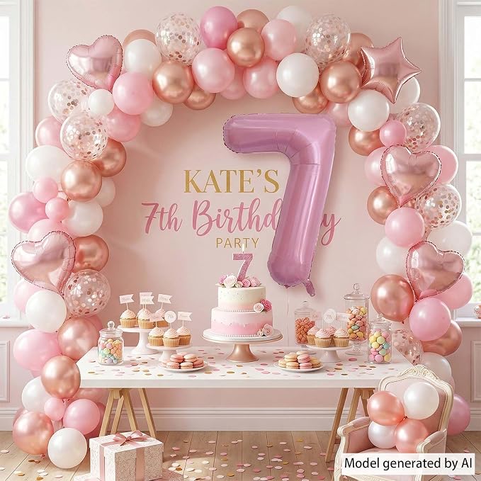 Pearlescent Pink Number 7 Balloon 40 Inch, Shiny Foil - Image 7