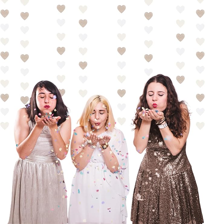 Champagne-Gold Milky-White Birthday Party-Decorations Heart-Garland - 52ft - Image 7
