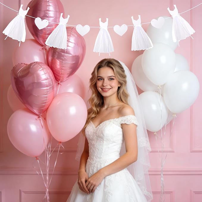Charming Bridal Shower Decorations Glitter White Dress & Heart Bridal Shower - Image 7