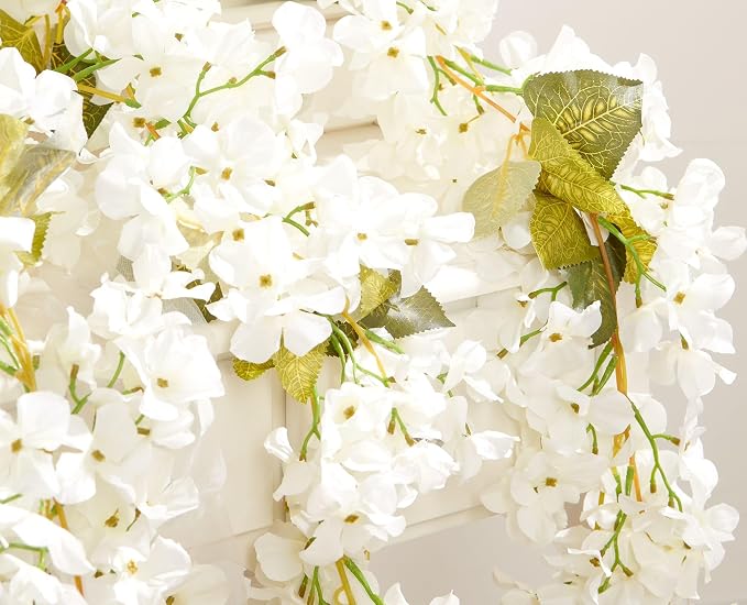 Artificial Flower Garland 2pcs 5.6ft Hydrangea Vine Decor, Hanging Faux - Image 9