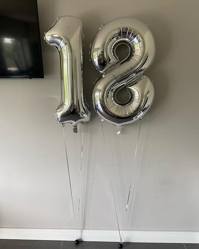 40 Inch Silver 18 Number Balloons Giant 18 Balloons Silver Birthday 18 Balloons - Image 6