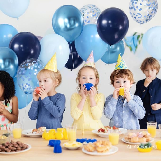 Zesliwy Blue Balloons Set with Confetti, Party Decor | Navy - Image 7
