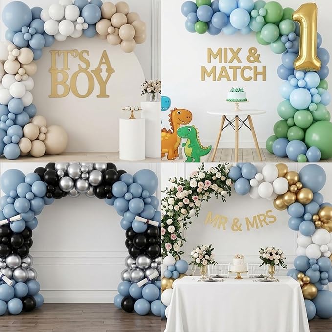 100pcs 5 Inch Small Dusty Blue Balloons | 5” Mini Matte Slate Blue Latex - Image 6