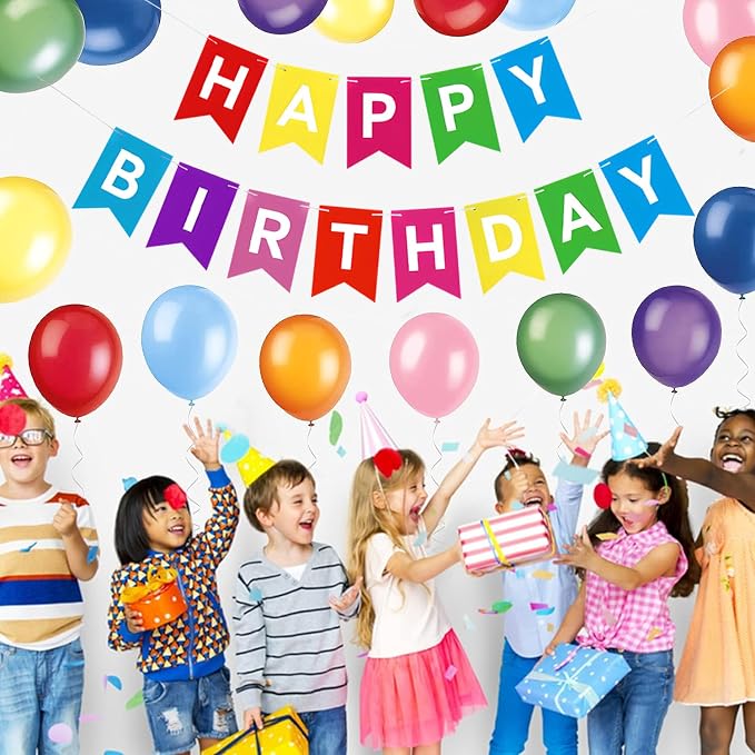 Rainbow Happy Birthday Banner Colorful Birthday Flag Bunting - Image 7