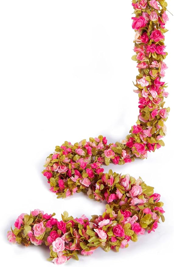 Artificial Flower Garland 6pcs 8.2ft Rose Vine Decor, Fall Purple Flower | - Image 9