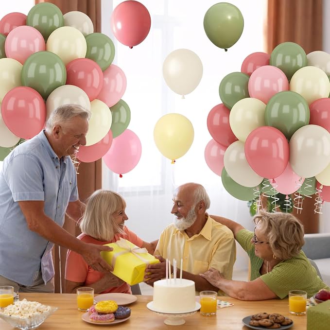 Dusty Green Pink Beige Balloons Light Pink Yellow Mist Sage Cream Peach Balloon - Image 7
