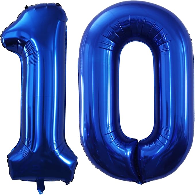 Number 10 Balloons for 10th Birthday Party Decorations, 42 Inch Jumbo Foil by GOER