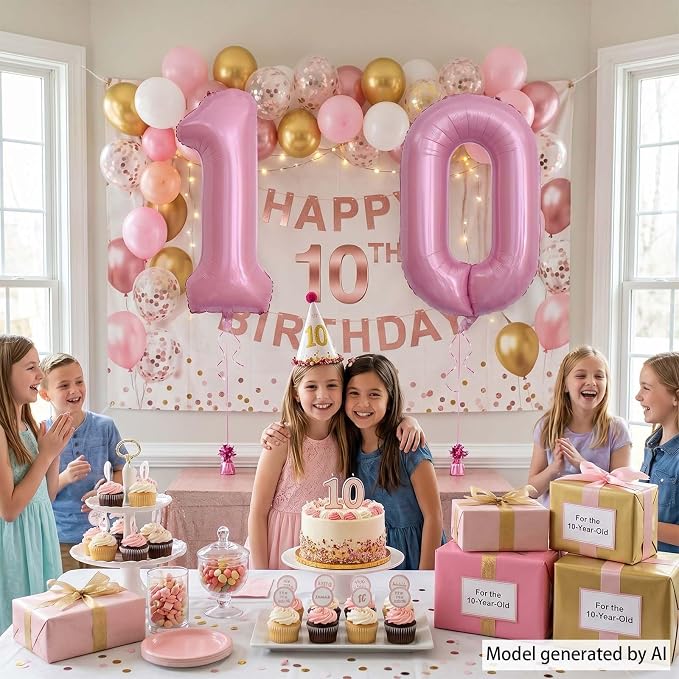 Pearlescent Pink Number 0 Balloon 40 Inch, Shiny Foil - Image 7