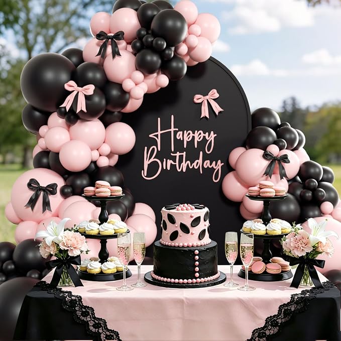 155pcs Pink and Black Balloon Arch Kit - Image 7
