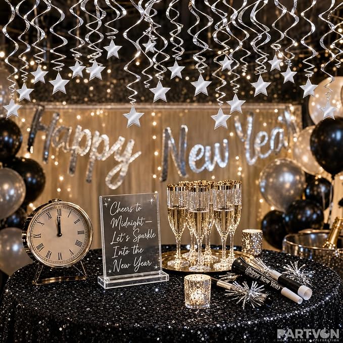 30 Pcs Silver Star Hanging Swirls, Spiral Ceiling Streamers - Image 7