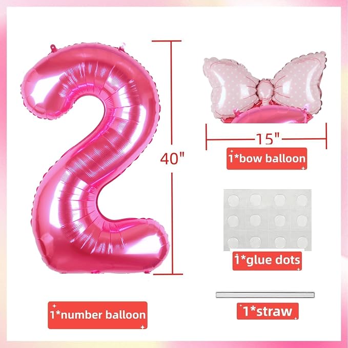 40 inch Pink Number 2 Balloon - Image 6