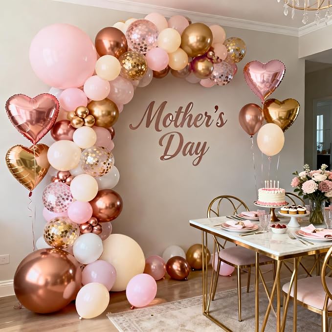 Rose Gold Pink White Balloon Arch Kit, - Image 7