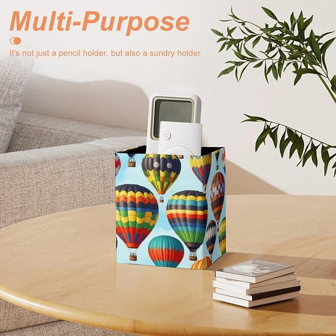 Pencil Pen Holder Hot Air Balloon Sky Cartoon Leather Pen Container Desk - Image 7