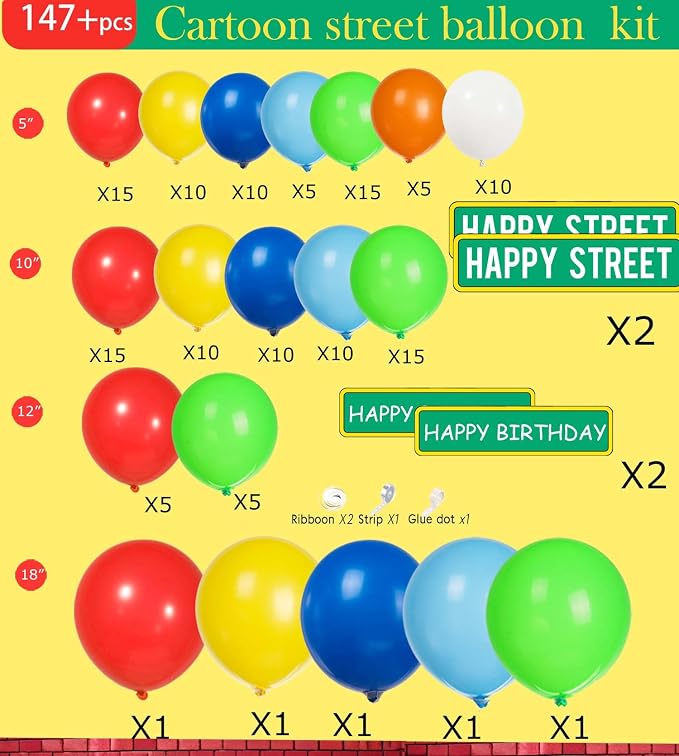 Sesame Friends Birthday Party decorations 150+ Pcs Cartoon Theme primary color - Image 6