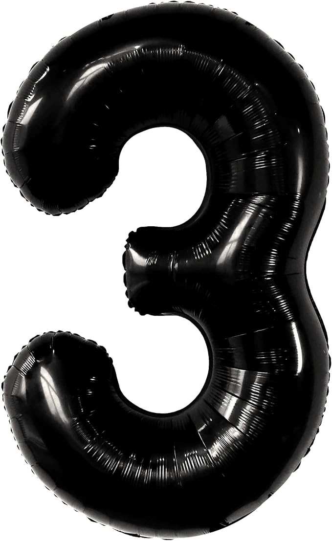 KatchOn Black Number 3 Balloon 40 Inch, 3rd Birthday Decorations - Image 9