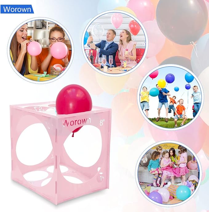 Worown 14 Holes Collapsible Pink Plastic Balloon Sizer Box, 1-10 Inch Balloons - Image 7