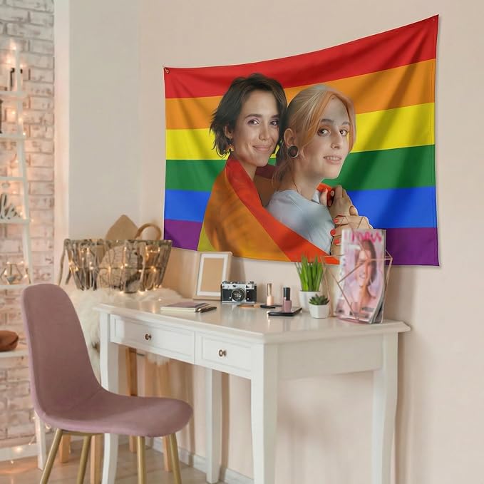 Custom Rainbow Pride Flag with Picture, Personalized LGBTQ Flags with Face - Image 7