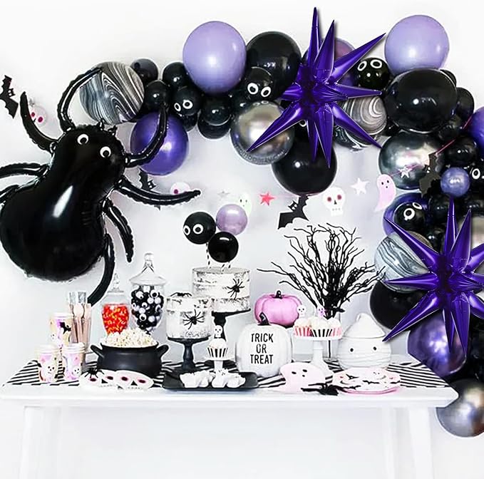 TONIFUL 4 Pcs Explosion Star Balloons Purple Foil Balloon Party Decorations | - Image 5