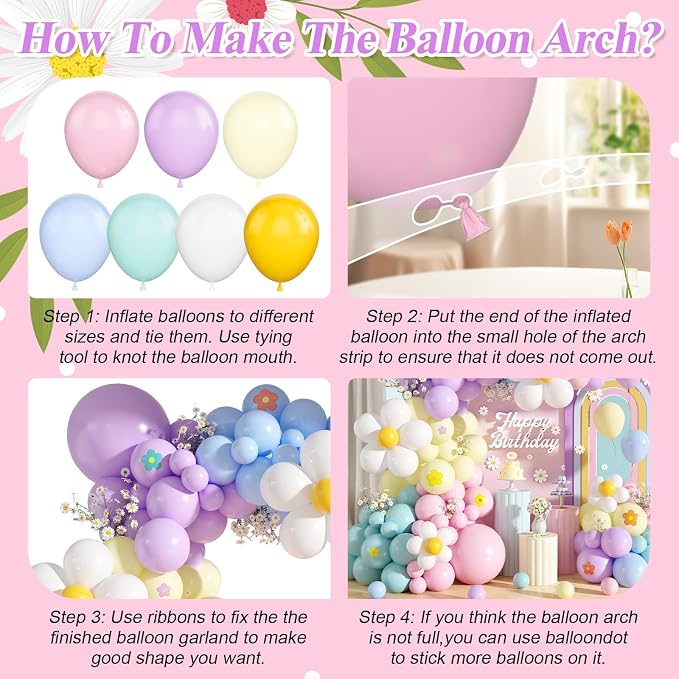 Daisy Balloon Garland Arch Kit - Image 9