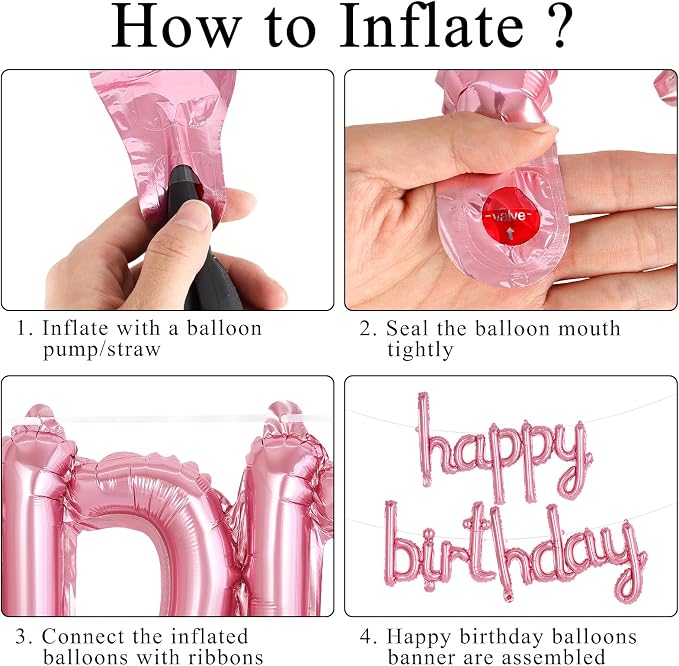 Happy Birthday Balloons Banner Foil Letters Balloons Connected, Personalized - Image 7