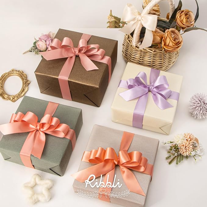 Ribbli Rose Gold Double Faced Satin Ribbon, 1” x Continuous 25 Yards, Use - Image 4