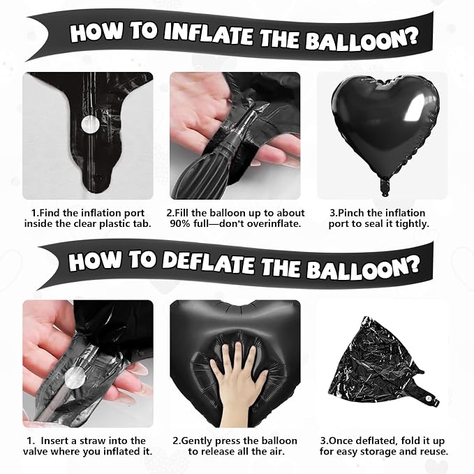Purple and Black Heart Balloons - Image 8