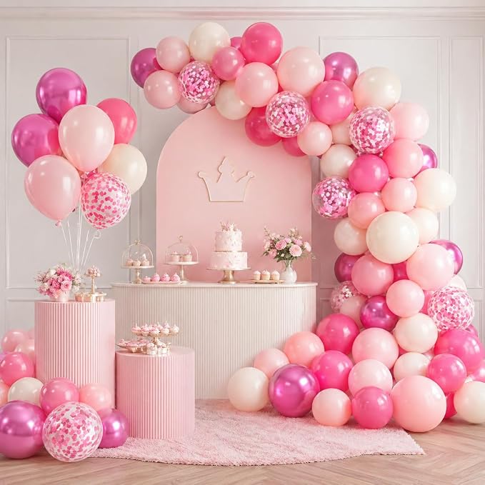 Shades of Pink Balloons 12 Inch, Hot Pearl Light Pastel Baby Dark Bright Pink - Image 8
